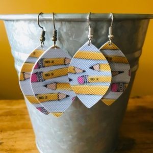 Patterned leather earrings